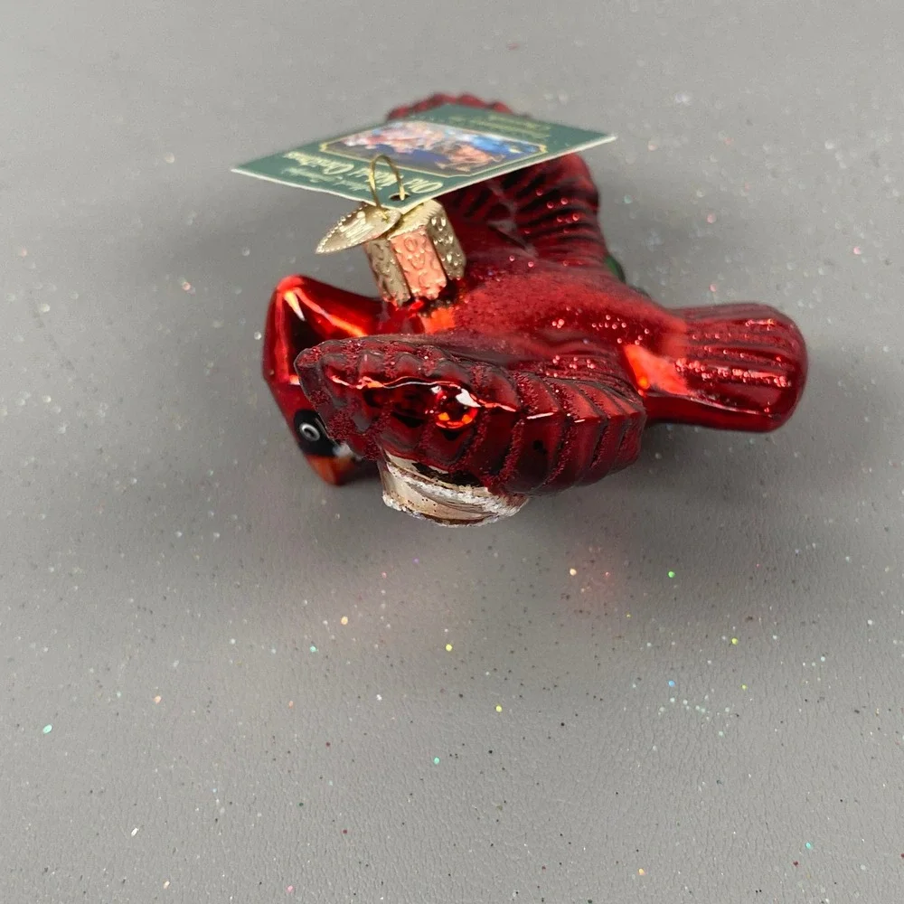 Old World Christmas Glass Holiday Ornaments Jesus Inside Art & Red Cardinal Set